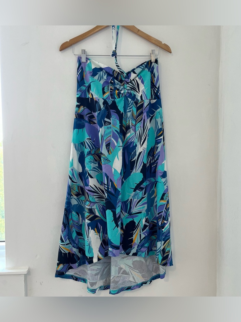 Patagonia Blue & Teal Tropical High-Low dress ( With Flaws)